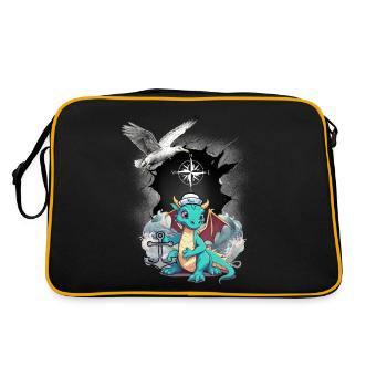 Dragon Dragon Sailor Compass Maritime Seagull Child - Retro Bag - black/gold - Back