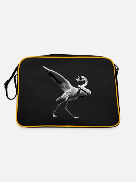 Drôle Dabbing Flamingo Farmer Amoureux des animaux Dab - Sac Retro - noir/or - Dos