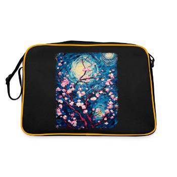 Cherry Blossoms Japanese Flower Starry Night Painting - Retro Bag - black/gold - Back