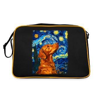Chesapeake Bay Retriever Hund Sternennacht Gemälde - Retro Tasche - Schwarz/Gold - Hinten