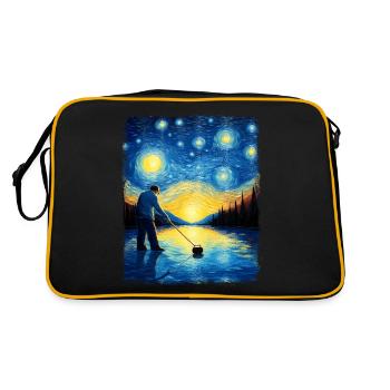 Joueur de pierre de curling Peinture nuit étoilée - Sac Retro - noir/or - Dos