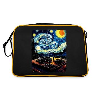 Dj Disc Jockey Turntable Starry Night Painting - Sac Retro - noir/or - Dos