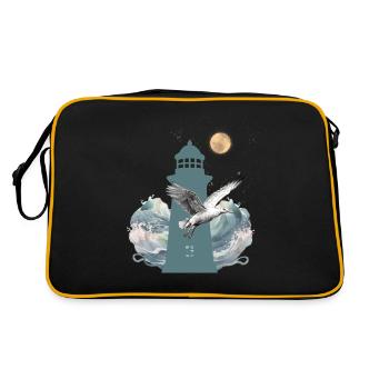maritime lighthouse lighthouses seagull - Retro Bag - black/gold - Back