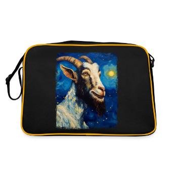 Faun Satyrs Roman Mythology Goat Starry Night - Retro Bag - black/gold - Back