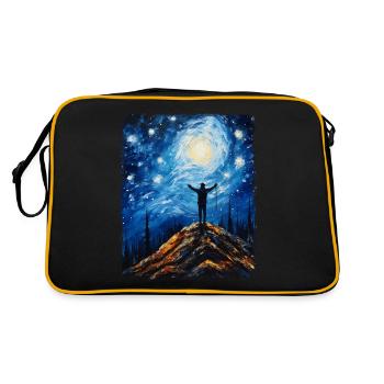 Hiking Outdoor Hikers Mountaineering Starry Night - Retro Bag - black/gold - Back