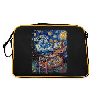 Flipper Arcade Spiel Maschine Sternennacht Malerei - Retro Tasche - Schwarz/Gold - Hinten