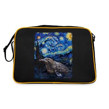 Ornithorynque Peinture Nuit Étoilée - Sac Retro - noir/or - Dos
