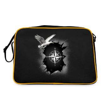 maritime seagull compass seagulls wind rose - Retro Bag - black/gold - Back