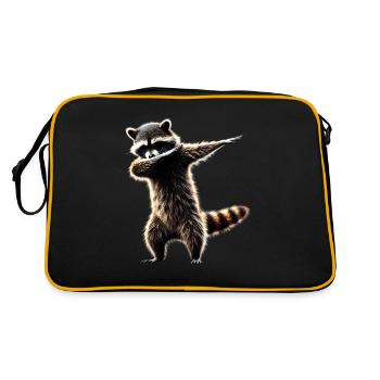 Funny Dabbing Raccoon Farmer Animal Lover Dab - Retro Bag - black/gold - Back