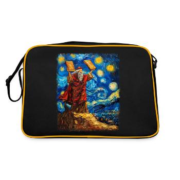 Moses Jewish Israel Christian Starry Night Painting - Retro Bag - black/gold - Back