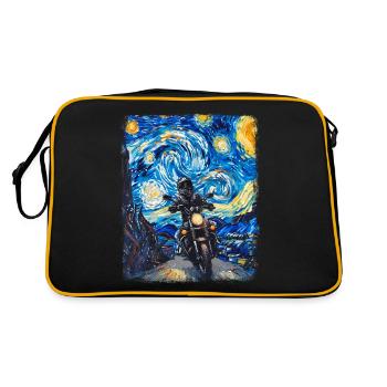 Motorrad Motorradfahrer Motorradfahren Sternennach - Retro Tasche - Schwarz/Gold - Hinten