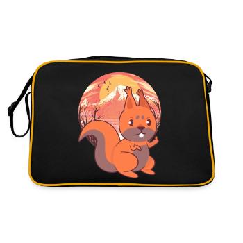 Eichhörnchen Kinder Kind - Retro Tasche - Schwarz/Gold - Hinten