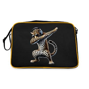 Funny Dabbing Leopard Animal Lover Animal Safari - Retro Bag - black/gold - Back