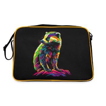 Honey Badger Ratel Popart - Retro Bag - black/gold - Back