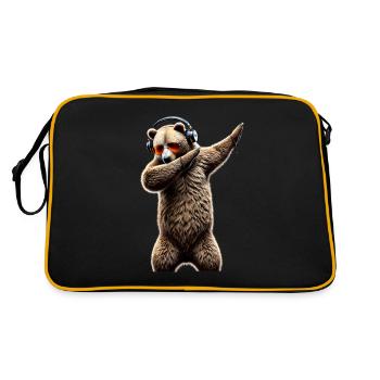 Drôle Dabbing Ours Amoureux des animaux Zoo Ours Animal - Sac Retro - noir/or - Dos