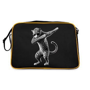 Funny Dabbing Leopard Animal Lover Animal Safari - Retro Bag - black/gold - Back