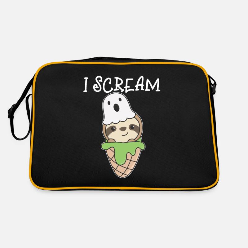 Faultier Halloween Geist I Scream Eis Wortspiel Retro Tasche