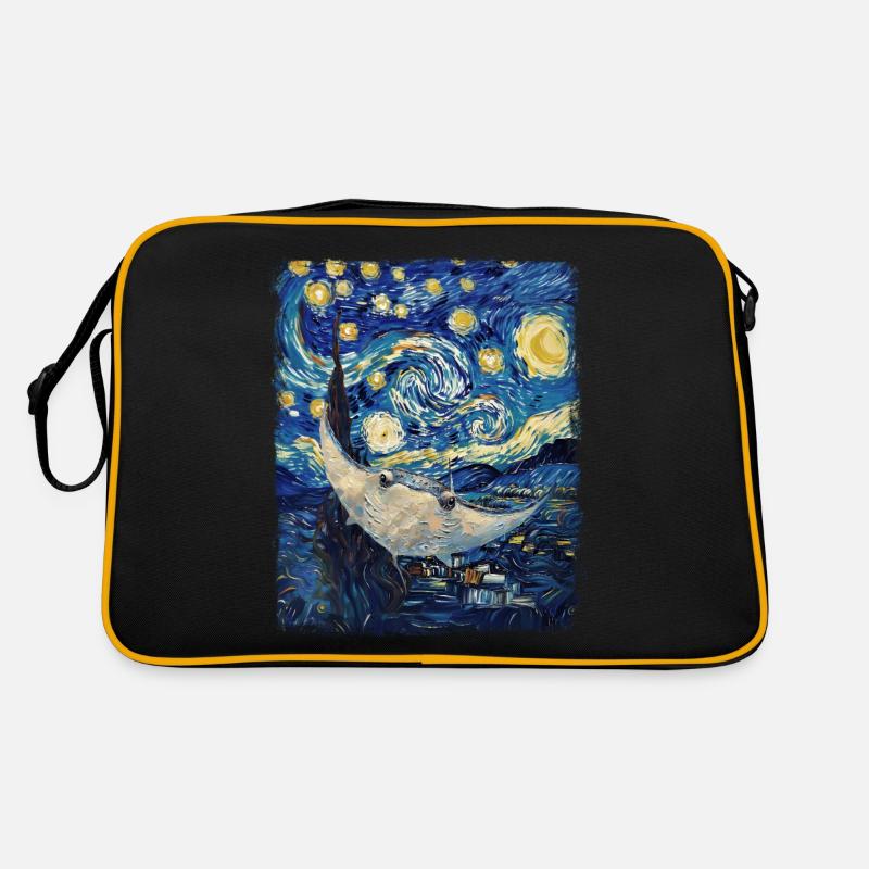 Stachelrochen Manta Rochen Sternennacht Gemälde Retro Tasche