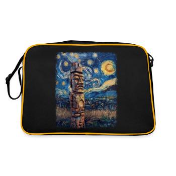 Tiki Luau Hawaiian Hawaiian Tiki Mask Starry Night - Retro Bag - black/gold - Back