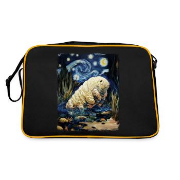 Bärtierchen Wasserbär Mikrobiologie Sternennacht M - Retro Tasche - Schwarz/Gold - Hinten
