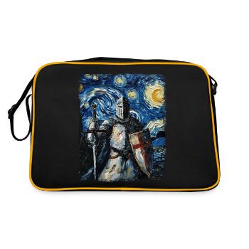 Templer Ritter Kreuz Sternennacht Gemälde - Retro Tasche - Schwarz/Gold - Hinten