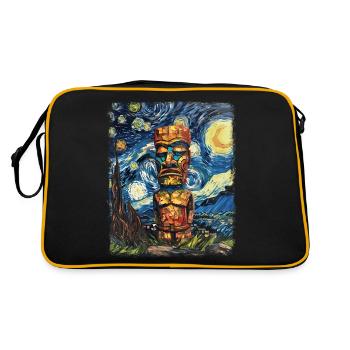 Tiki Luau Hawaiian Hawaiian Tiki Mask Starry Night - Retro Bag - black/gold - Back