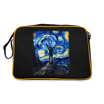 Trekking Mountaineering Hiking Starry Night Painting - Retro Bag - black/gold - Back