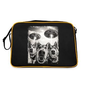 Mushing Sled Dog Sledding UFO Alien Extraterrestri - Retro Bag - black/gold - Back