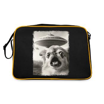 Pékinois chien OVNI Alien extraterrestre Selfie - Sac Retro - noir/or - Dos