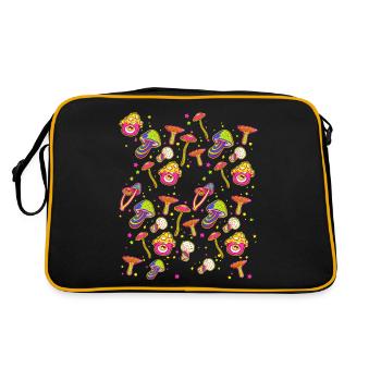 funny mushrooms mushroom forest mushrooms colorful colorful - Retro Bag - black/gold - Back