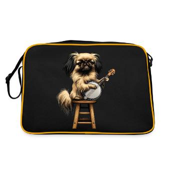 Chien pékinois Joueur de banjo bluegrass - Sac Retro - noir/or - Dos