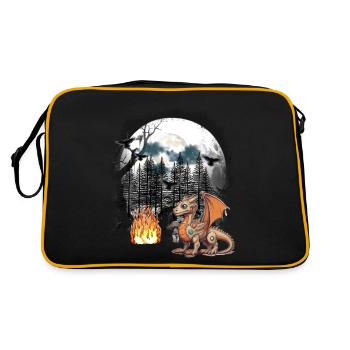 Dragon Dragon Fable Medieval Fairy Tale Myth Forest - Retro Bag - black/gold - Back