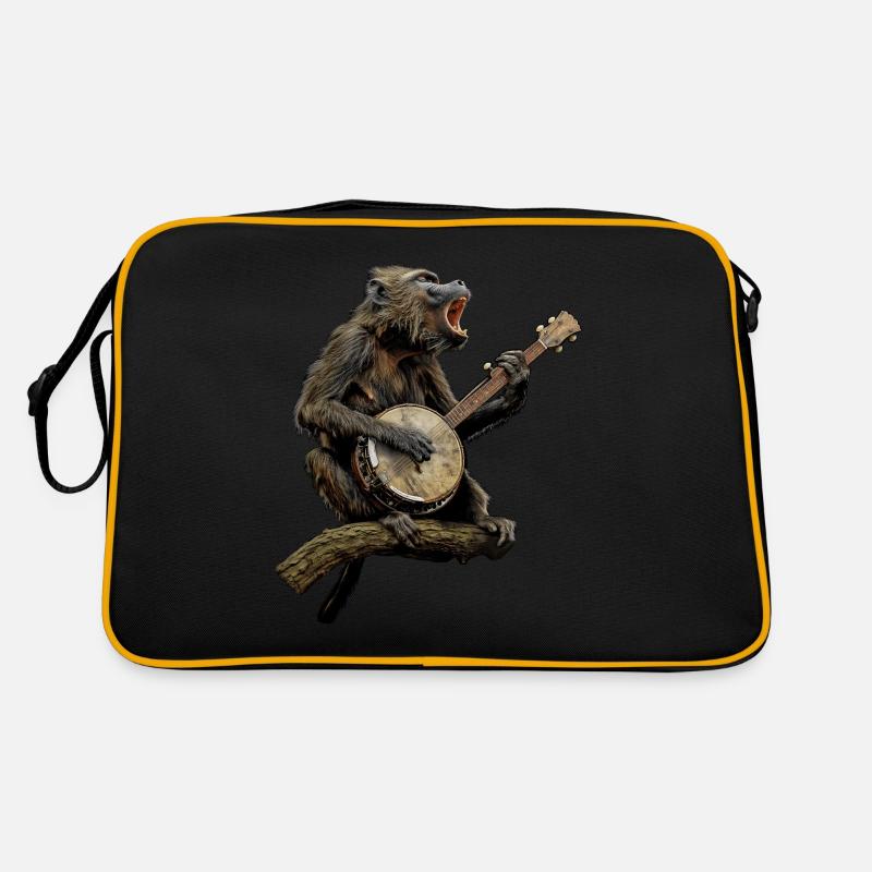 Baboon Monkey Bluegrass Banjo Spieler Retro Tasche