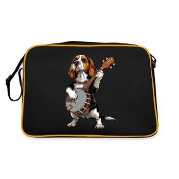 Beagle Dog Bluegrass Banjo Player - Retro Bag - black/gold - Back