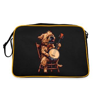 Brussels Griffon Dog Joueur de banjo bluegrass - Sac Retro - noir/or - Dos