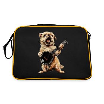 Brussels Griffon Dog Joueur de banjo bluegrass - Sac Retro - noir/or - Dos