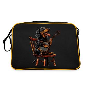 Teckel Chien Bluegrass Joueur de Banjo - Sac Retro - noir/or - Dos