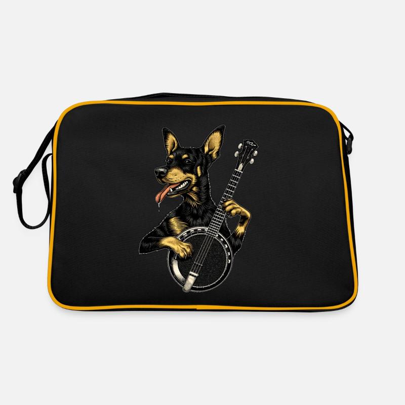 Doberman Dog Bluegrass Banjo Player Retro Bag