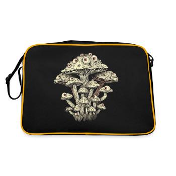 Weirdcore Aesthetics Mushroom Eyeballs Strangecore Grung - Retro Bag - black/gold - Back