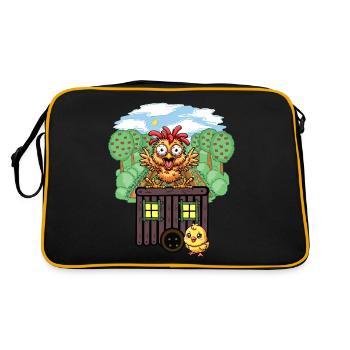 Chickens Chicken Construction Trailer Garden Chicken Coop - Retro Bag - black/gold - Back