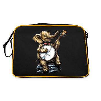 Éléphant Animal Joueur de banjo Bluegrass - Sac Retro - noir/or - Dos