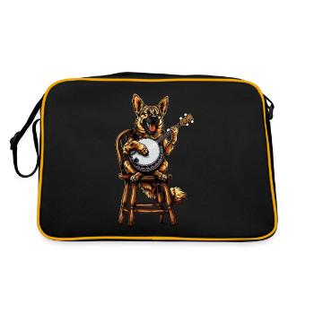 Berger allemand Joueur de banjo bluegrass - Sac Retro - noir/or - Dos