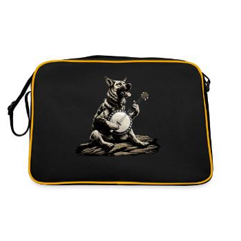 Berger allemand Joueur de banjo bluegrass - Sac Retro - noir/or - Dos