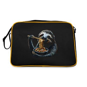 Funny Sloth Art Animal Sloth Ramen Noodle - Retro Bag - black/gold - Back