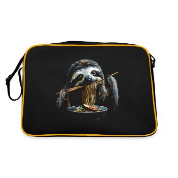 Funny Sloth Art Animal Sloth Ramen Noodle - Retro Bag - black/gold - Back