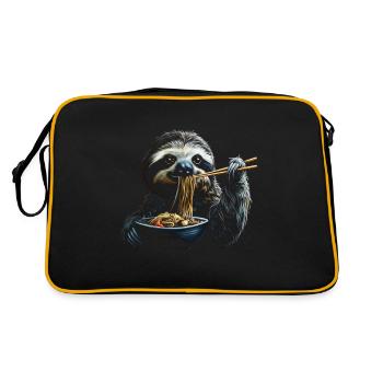 Funny Sloth Art Animal Sloth Ramen Noodle - Retro Bag - black/gold - Back