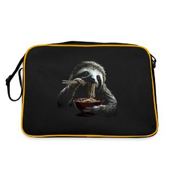 Funny Sloth Art Animal Sloth Ramen Noodle - Retro Bag - black/gold - Back