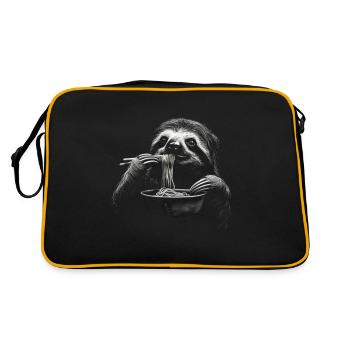 Funny Sloth Art Animal Sloth Ramen Noodle - Retro Bag - black/gold - Back