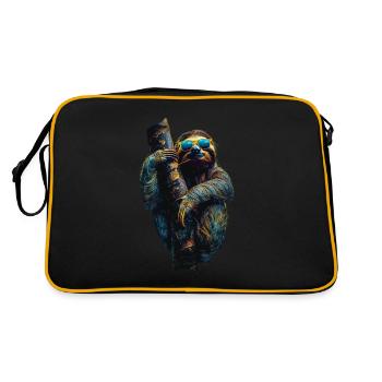 Funny Sloth Art Animal Sloth Wildlife Animals - Retro Bag - black/gold - Back
