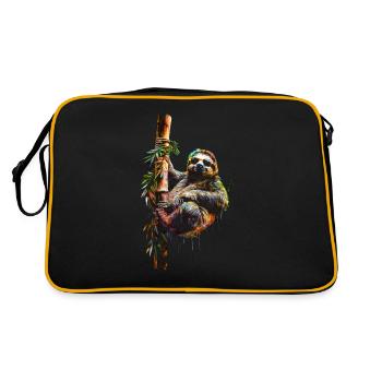 Funny Sloth Art Animal Sloth Wildlife Animals - Retro Bag - black/gold - Back